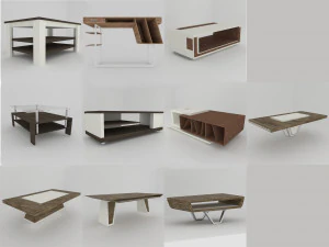 collection of modern tables 3D Model