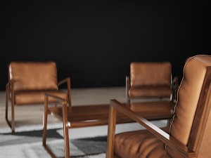 york lounge chair and reception desk scene 3D Model
