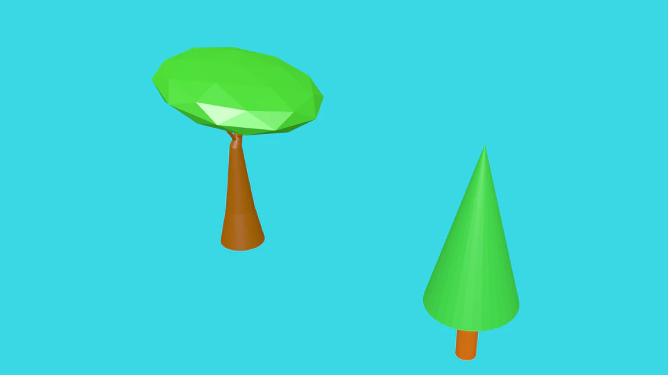 2 trees low poly 3D Model .c4d .max .obj .3ds .fbx .stl .blend 