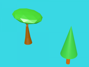 2 trees low poly 3D Model