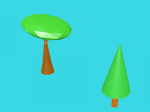 2 trees low poly 3D Model