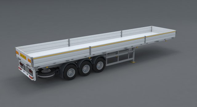 flatbed trailer Modelo 3D .c4d .max .obj .3ds .fbx .stl .blend 