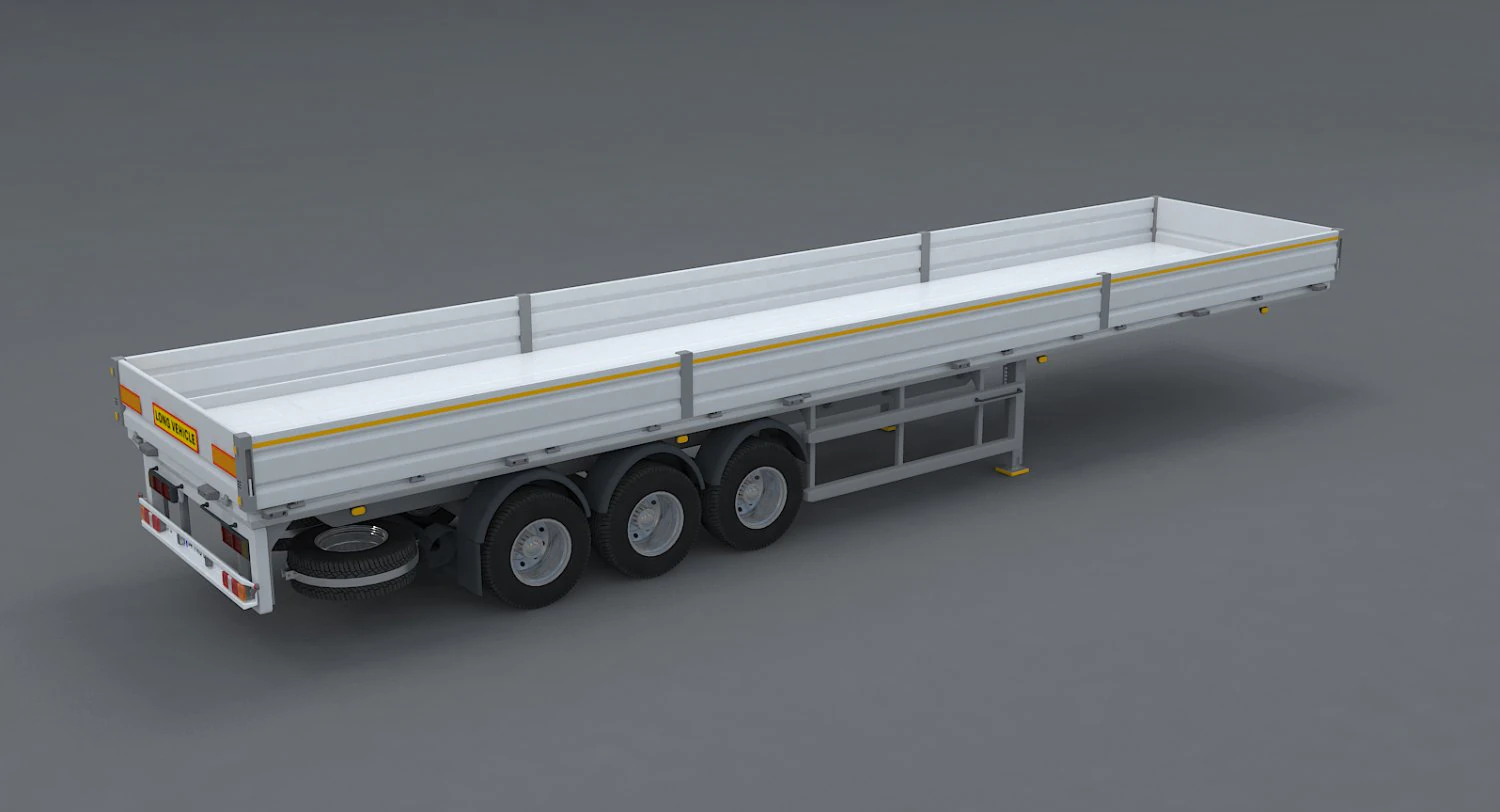 flatbed trailer 3D Model .c4d .max .obj .3ds .fbx .stl .blend 