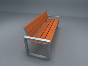 wooden garden bench 3D Model