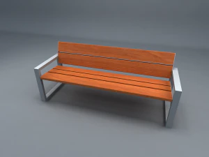wooden garden bench 3D Model
