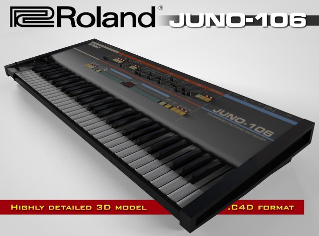 roland juno-106 3D Модель .c4d .max .obj .3ds .fbx .stl .blend 