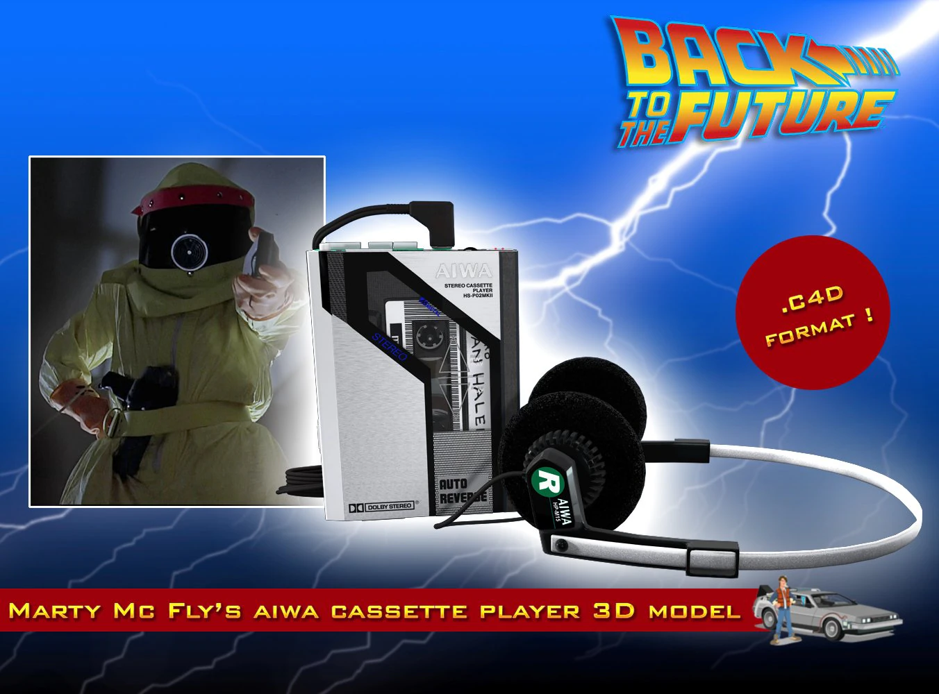 bttf aiwa walkman 3D Model .c4d .max .obj .3ds .fbx .stl .blend 