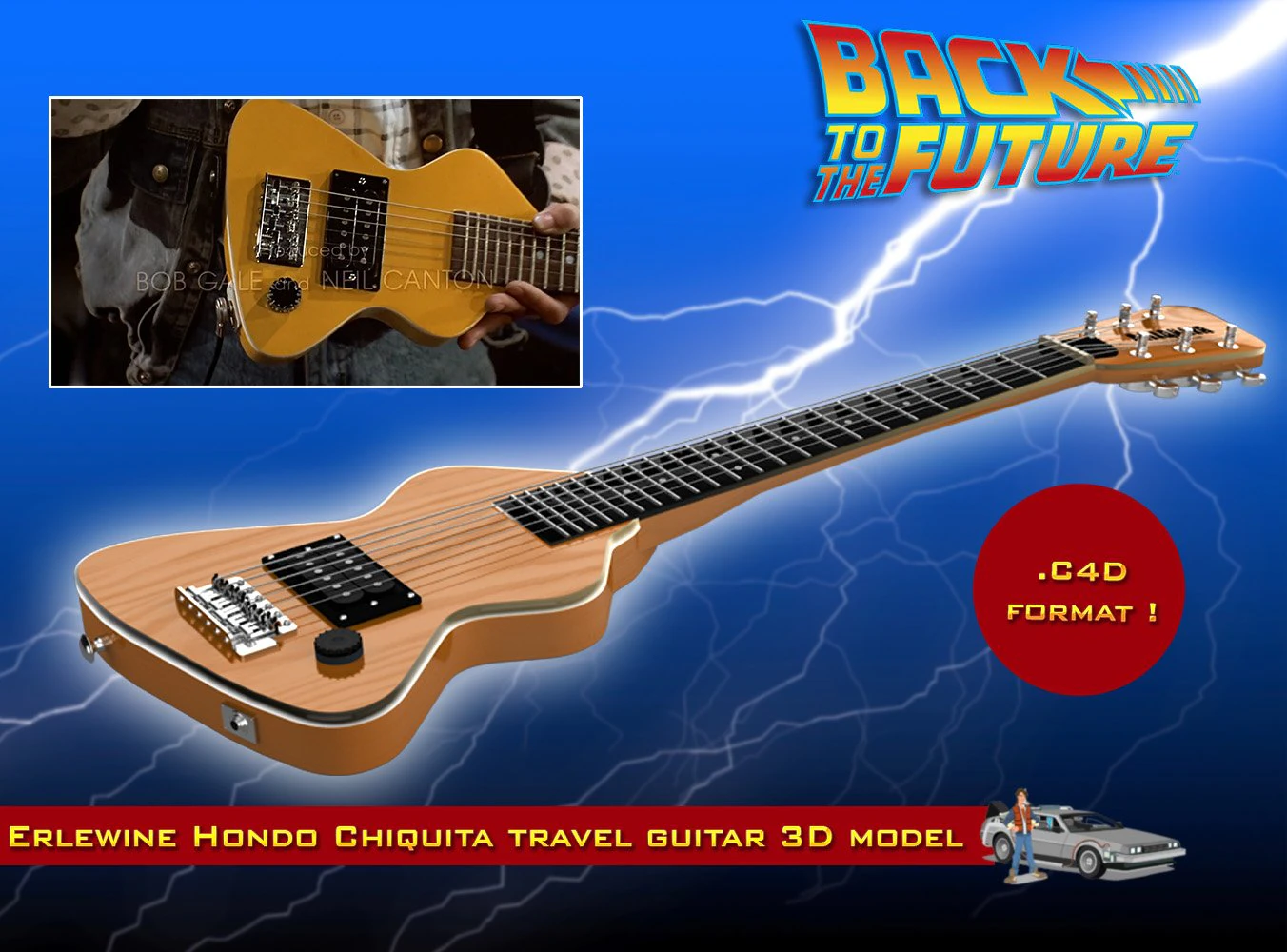 erlewine hondo chiquita travel guitar 3D Model .c4d .max .obj .3ds .fbx .stl .blend 