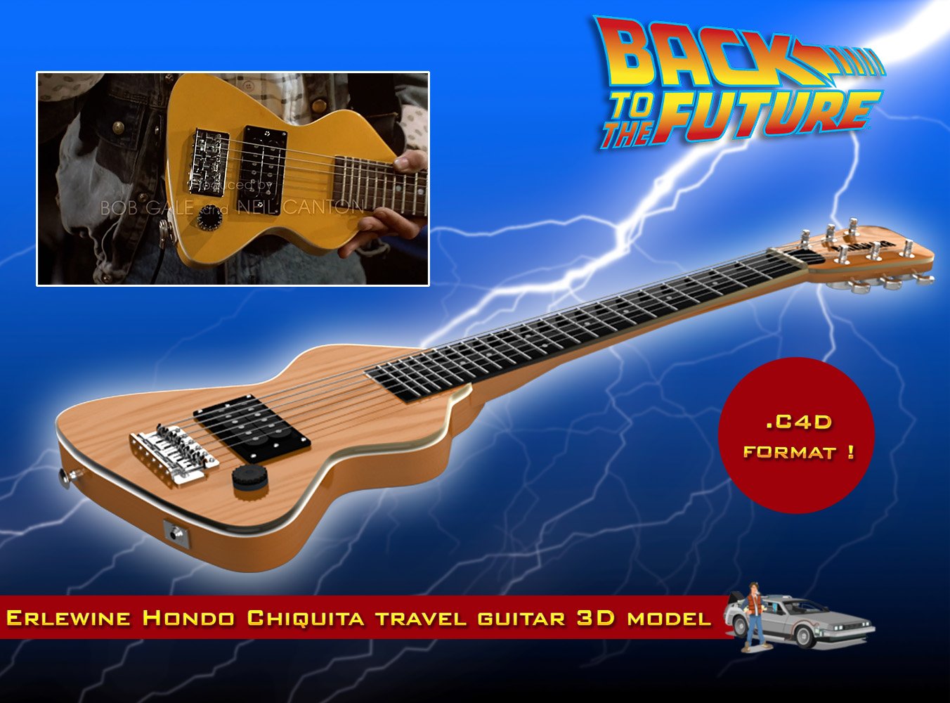 erlewine hondo chiquita travel guitar 3D Model in Guitar 3DExport