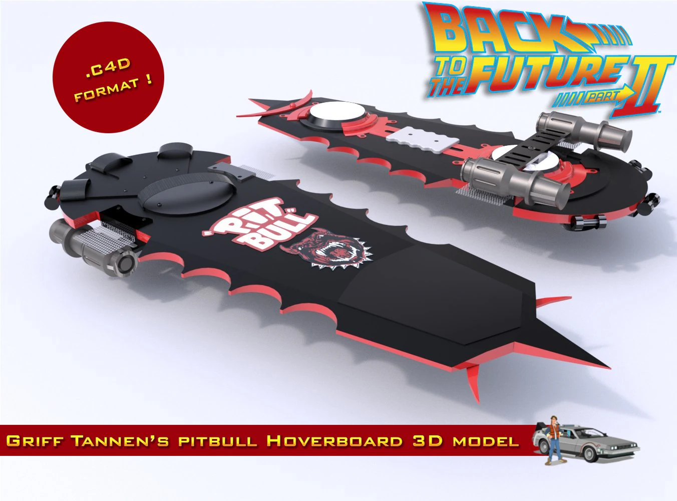 griff tannens pitbull hoverboard 3D Model .c4d .max .obj .3ds .fbx .stl .blend 