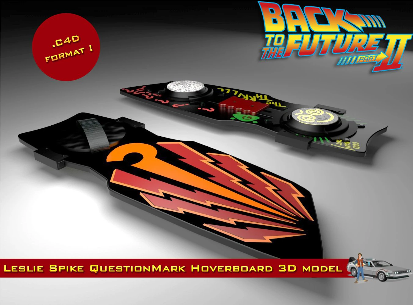 leslie spike omalleys questionmark hoverboard 3D Model .c4d .max .obj .3ds .fbx .stl .blend