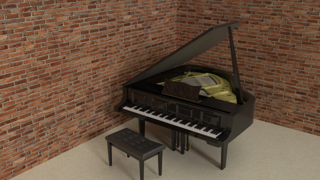 piano Modelo 3D .c4d .max .obj .3ds .fbx .stl .blend 