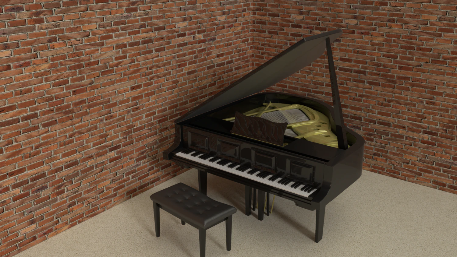 piano 3D Model .c4d .max .obj .3ds .fbx .stl .blend 