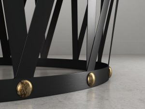 bassett travertine drum round cocktail table with cocktail glass 3D Model