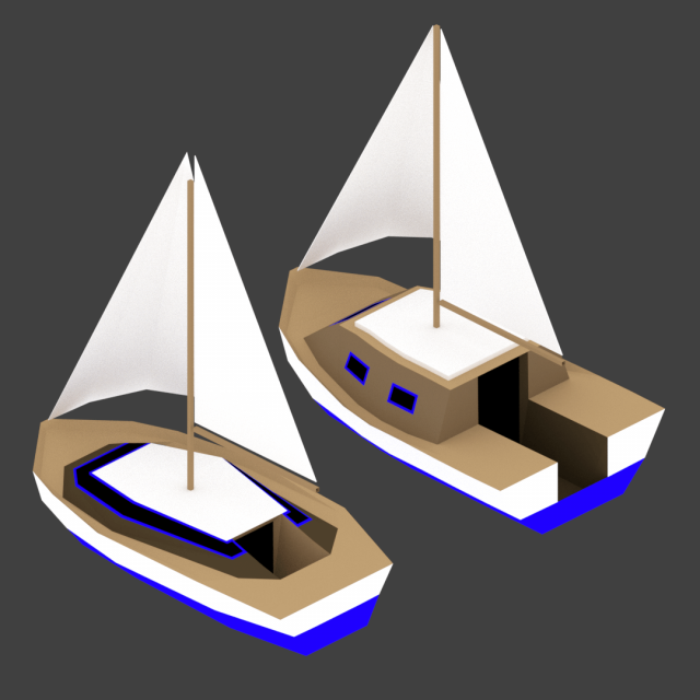 medium size sailing boats 3D 모델 .c4d .max .obj .3ds .fbx .stl .blend