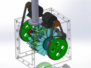 multi runner pelton wheel turbine with 3d printable buckets 3 runners 3D Model