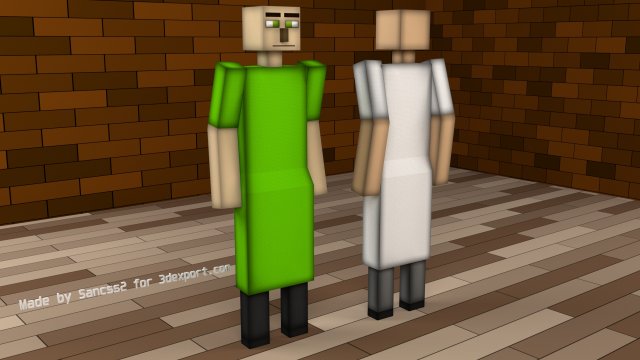 minecraft villager 3D Model .c4d .max .obj .3ds .fbx .stl .blend 