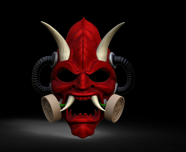 mask steampunk samurai devil Modello di stampa 3D .c4d .max .obj .3ds .fbx .stl .blend 