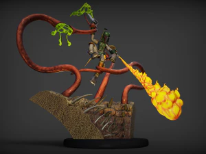 boba fett scaping from sarlacc pit of carcoon fanart 3D Print Model