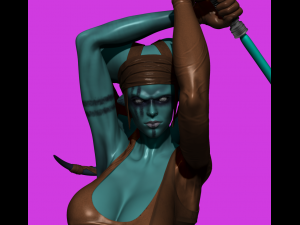 star wars jedi knight aayla secura with war paint fanart Modello 3D