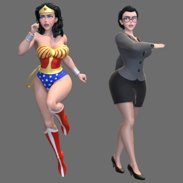 Wonder Woman - Cartoon style 3D 모델 .c4d .max .obj .3ds .fbx .stl .blend 