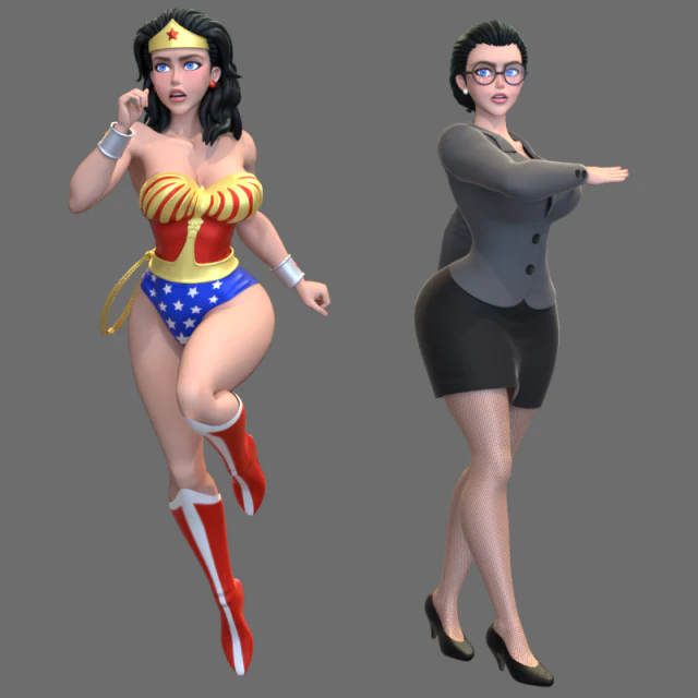 Wonder Woman - Style dessin anim&eacute; Modèle 3D .c4d .max .obj .3ds .fbx .stl .blend 
