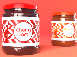 jam jar apricot and cherries 3D Model