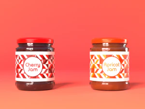 jam jar apricot and cherries 3D Model