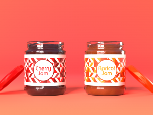 jam jar apricot and cherries 3D Model