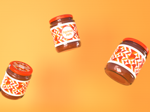jam jar apricot and cherries 3D Model
