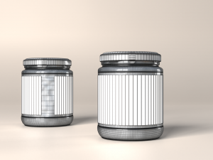 jam jar apricot and cherries 3D Model
