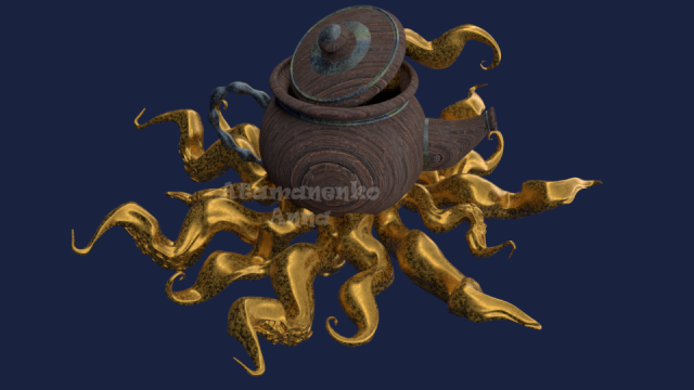 kettle with octopus 3D मॉडल .c4d .max .obj .3ds .fbx .stl .blend 