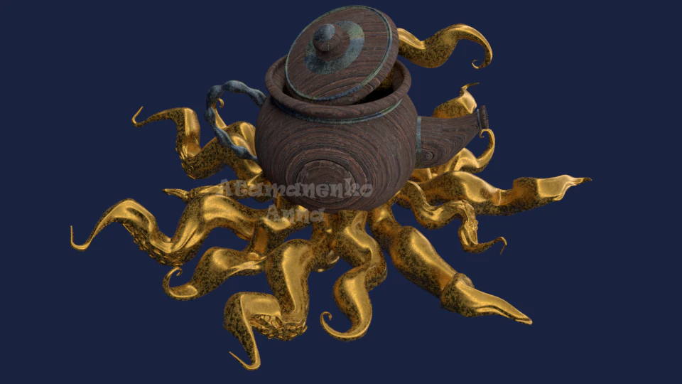 kettle with octopus 3D Model .c4d .max .obj .3ds .fbx .stl .blend 