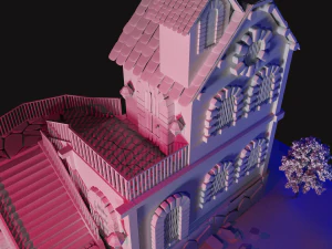 night medieval house 3D Model