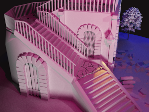 night medieval house Modello 3D