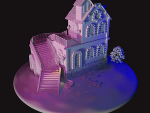 night medieval house 3D Model