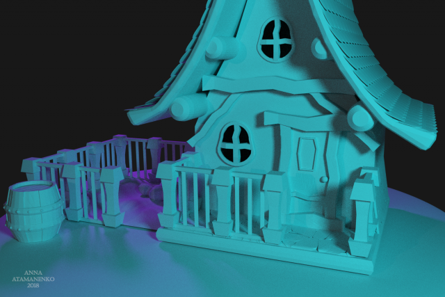 low poly house 3D Model .c4d .max .obj .3ds .fbx .stl .blend 