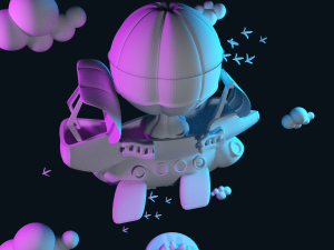 low poly fantasy airship 3D Model