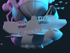 low poly fantasy airship 3D Model