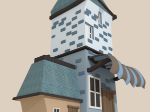 movie pink low poly house Modello 3D