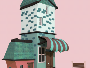 movie pink low poly house Modello 3D