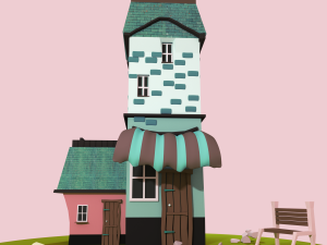 movie pink low poly house Modello 3D