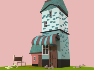 movie pink low poly house Modello 3D