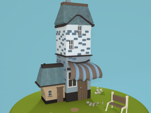 movie pink low poly house Modello 3D