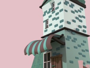 movie pink low poly house Modello 3D