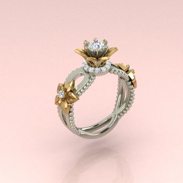 Ring flower 3D print model Modello di stampa 3D .c4d .max .obj .3ds .fbx .stl .blend 
