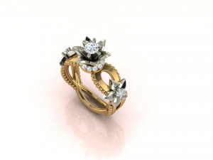 Ring flower 3D print model Modello di stampa 3D