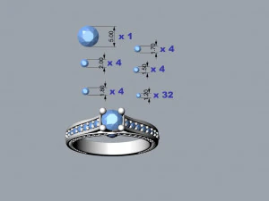 Fashion diamods ring 3D Print Model