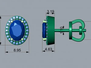 Oval Earrings 3D Print Model