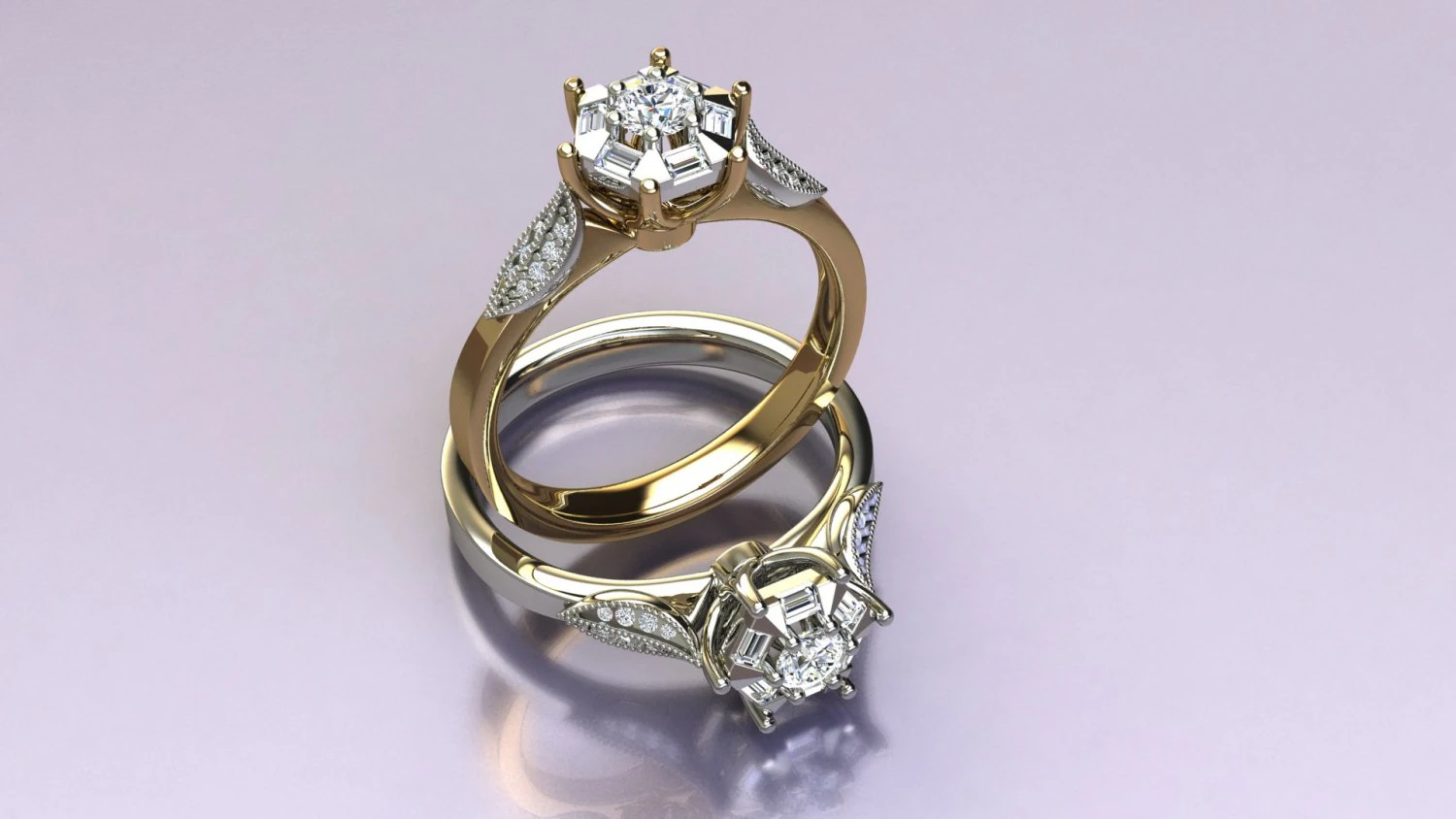 Baguettes Ring 3D Print Model .c4d .max .obj .3ds .fbx .stl .blend 